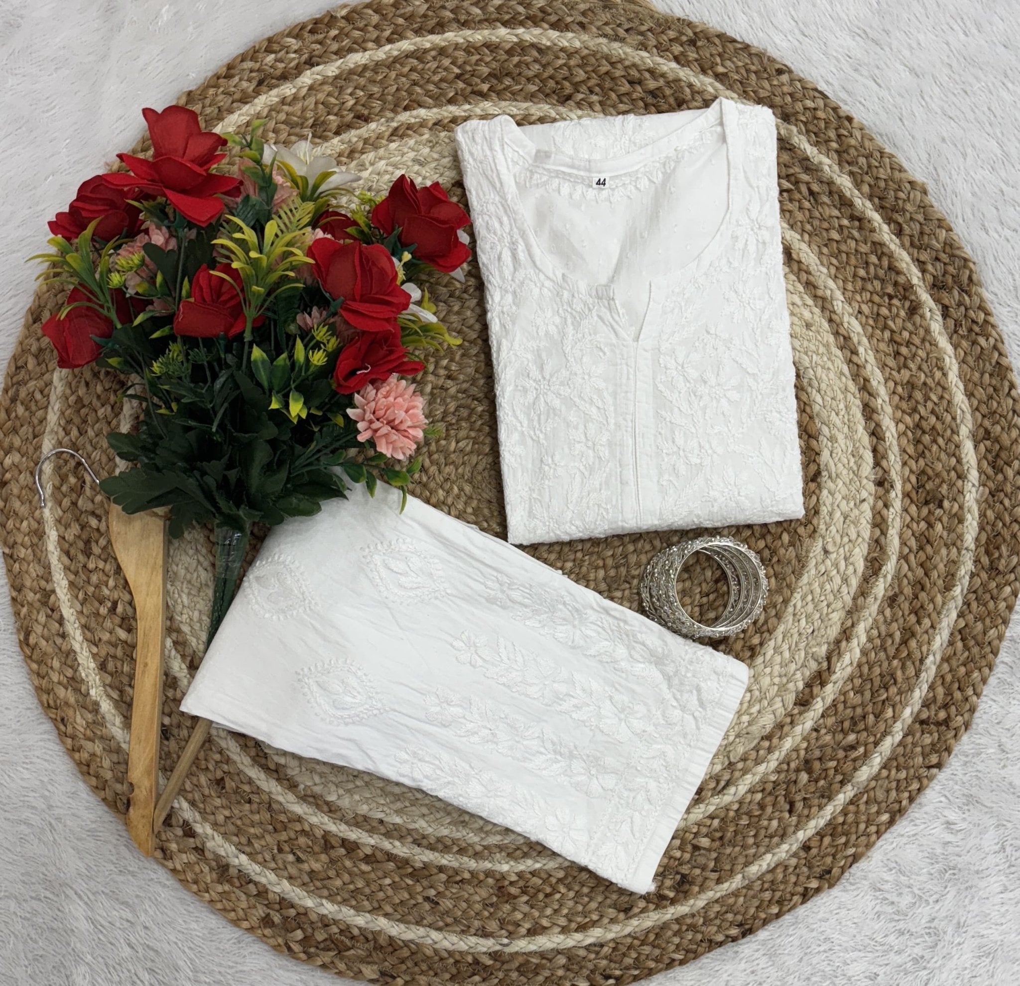 Premium Dobby Cotton Dyeable Dual Shade Kurtas With Free size Pant - Chikankari official