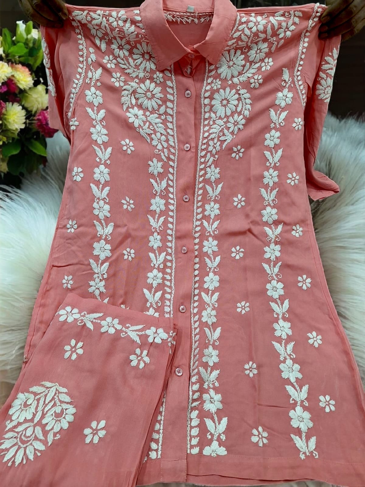 Premium Heavy Work Rayon Co - ord - Chikankari official