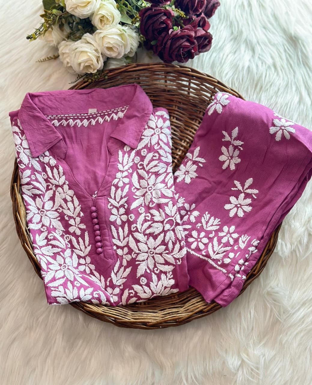 Premium Modal Co - ord Set - Chikankari official