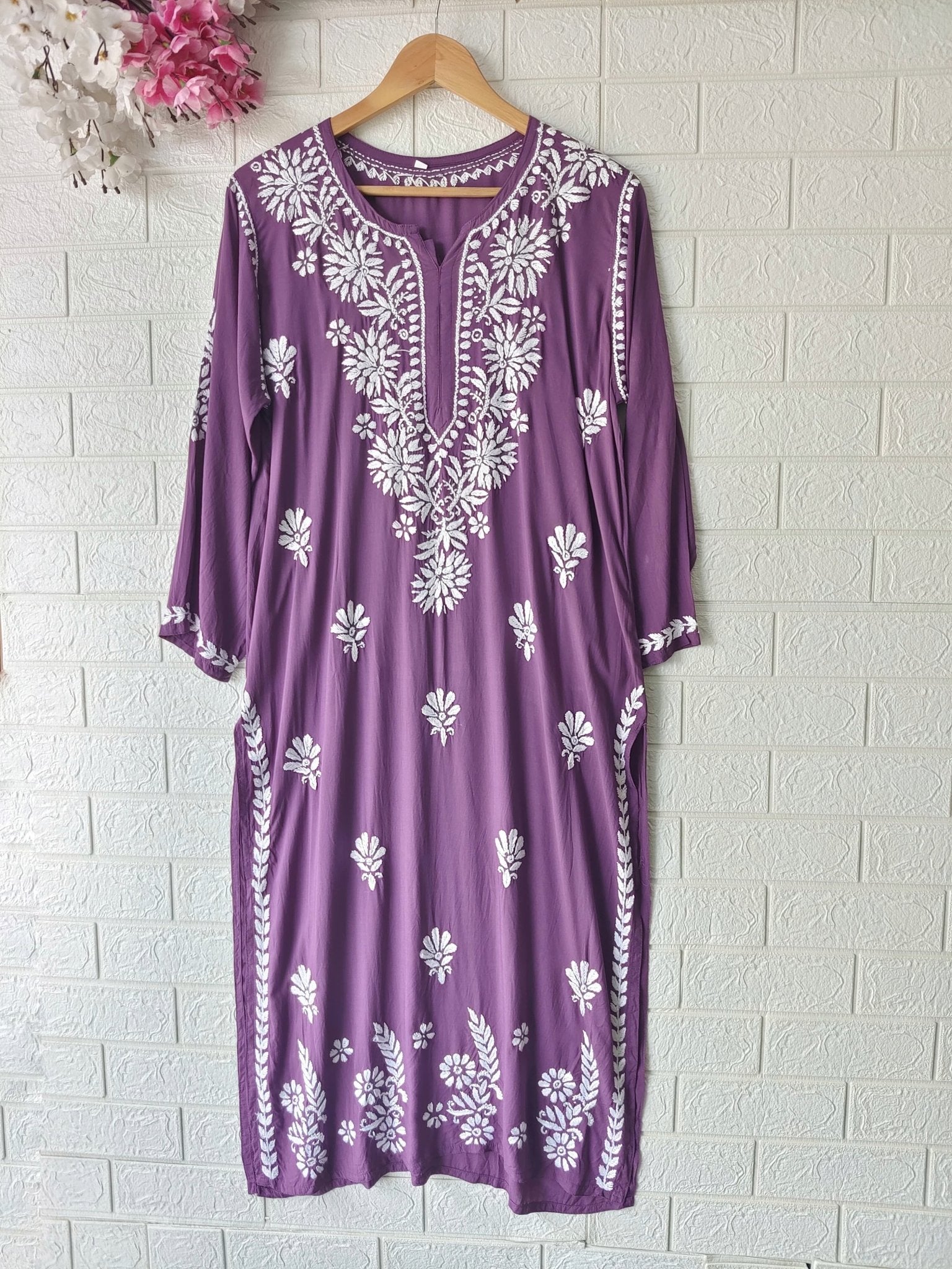 Premium Modal Cotton Chika. Embroidery kurta - Chikankari official