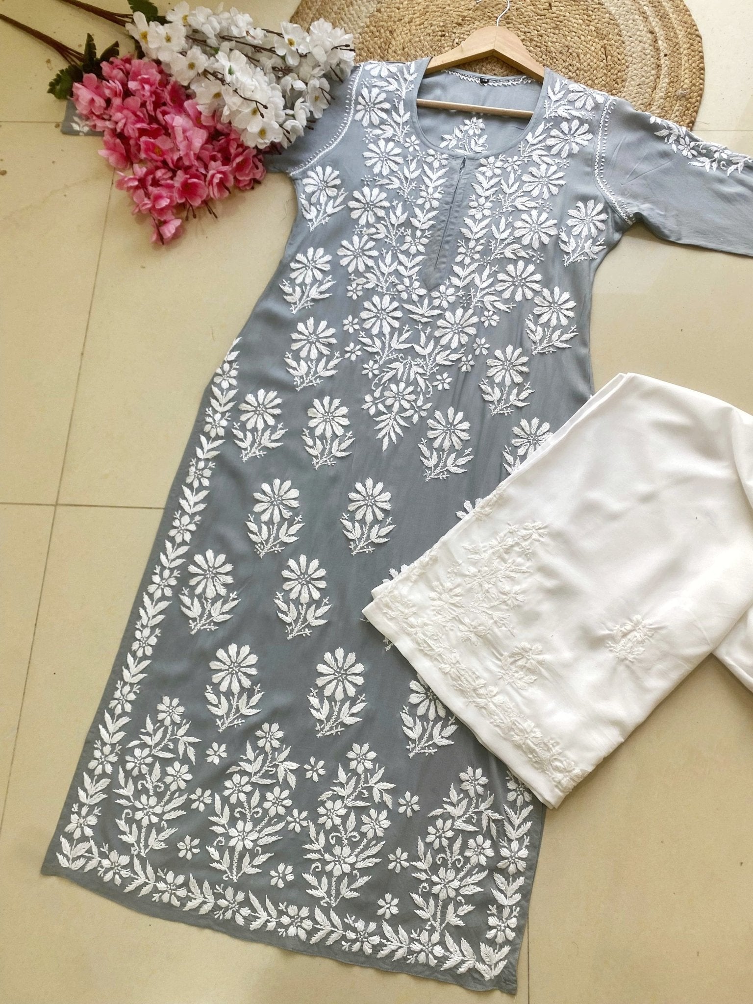 Premium modal Heavy Embroidery kurta - Chikankari official