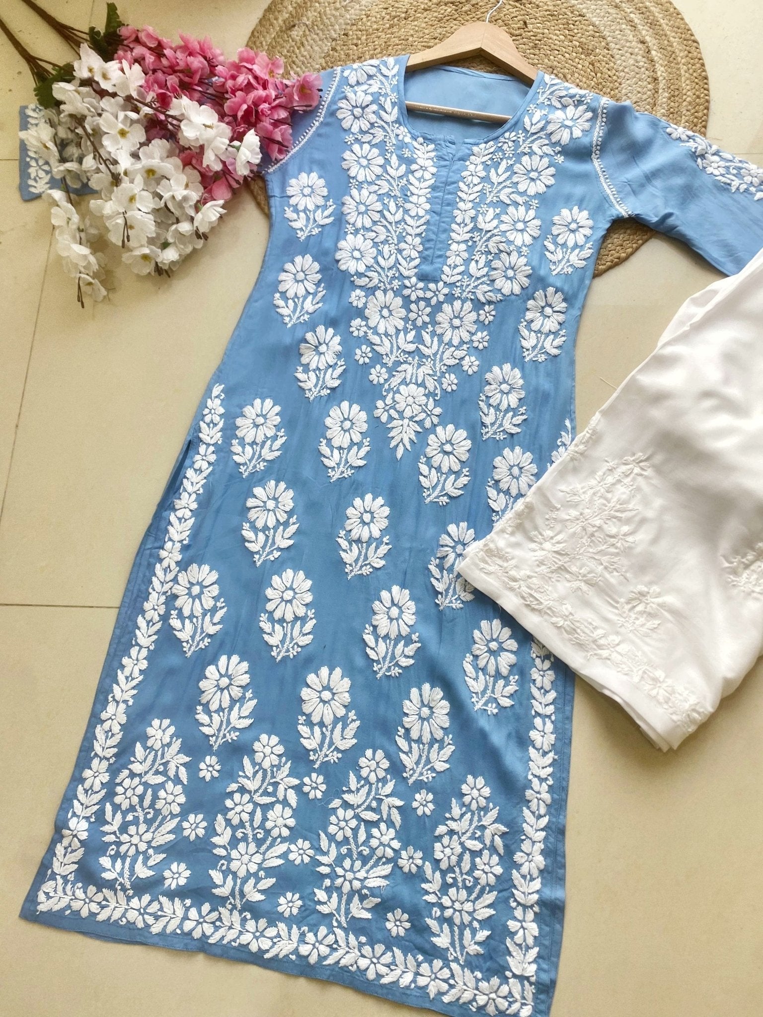 Premium modal Heavy Embroidery kurta - Chikankari official