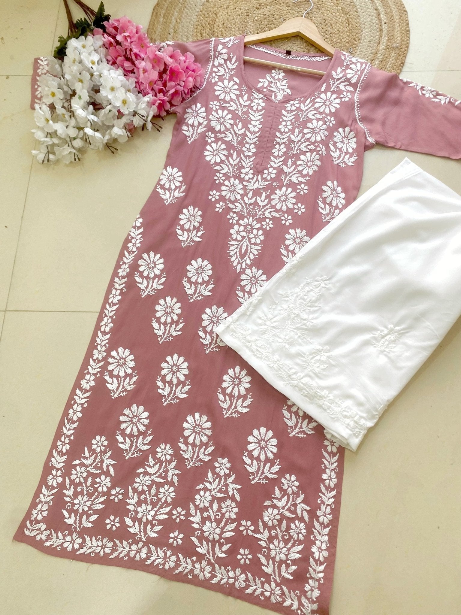 Premium modal Heavy Embroidery kurta - Chikankari official