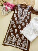 Premium modal Heavy Embroidery kurta - Chikankari official