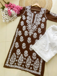 Premium modal Heavy Embroidery kurta - Chikankari official