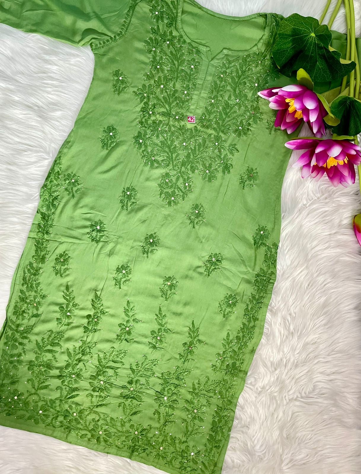 Premium Modal Heavy Muqaish Kurta - Chikankari official