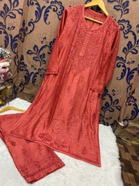 Premium New Design Fine Work Chanderi Plazo combo - Chikankari official