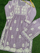 Premium New Design Fine Work Chanderi Plazo Set 3D - Chikankari official