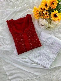Premium organza Dyed muqaish kurta - Chikankari official