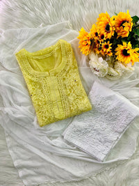 Premium organza Dyed muqaish kurta - Chikankari official