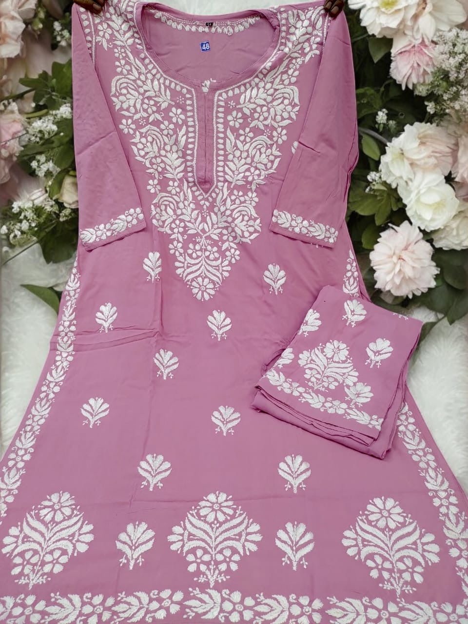 Premium Rayon Co - Ord Kurta Plazzo Set - Chikankari official