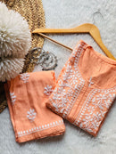 Premium rayon Crafted With Hand white embroidery combo - Chikankari official