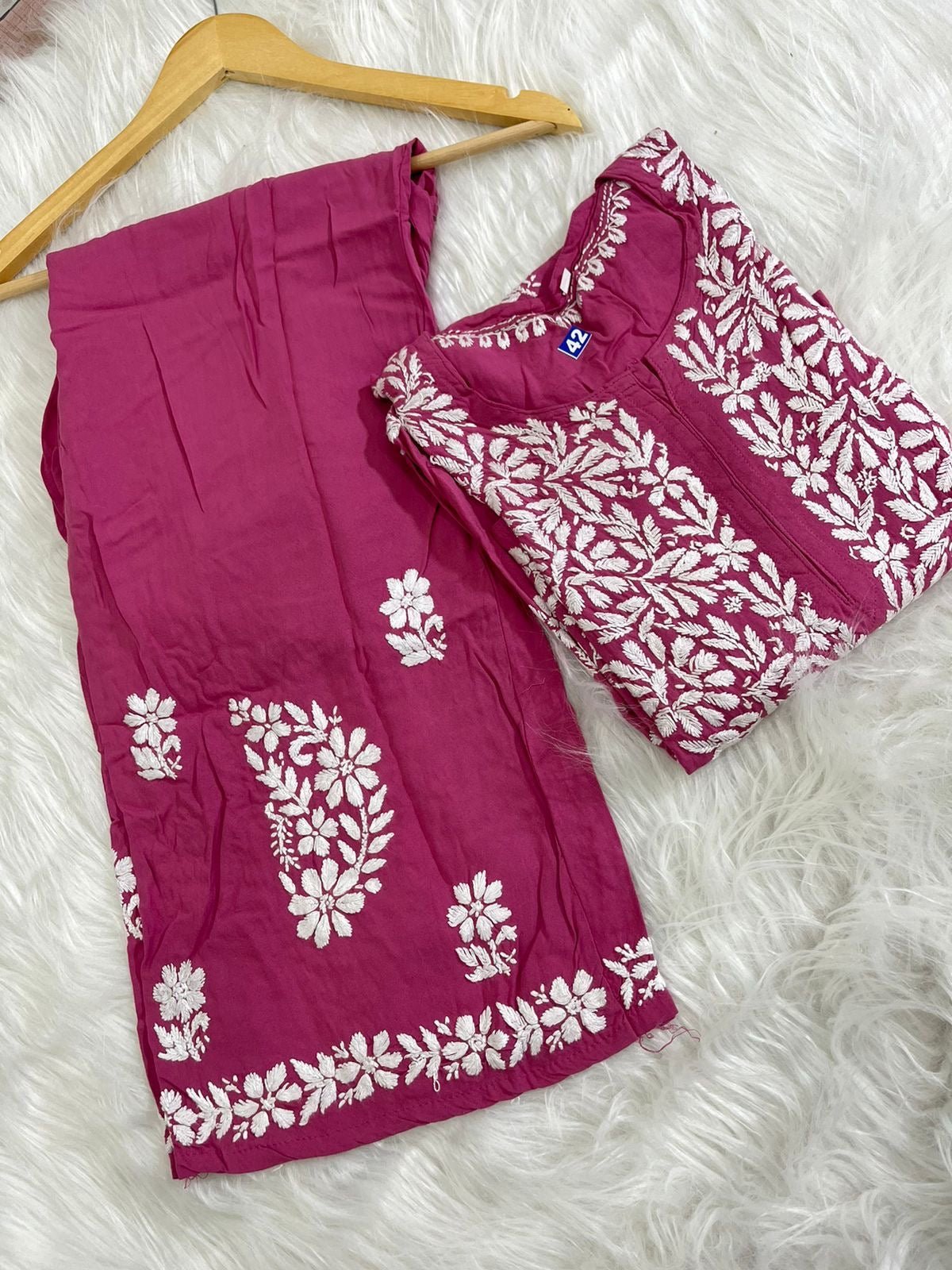 Premium Rayon Set With Fine soft Touch work - Chikankari official