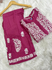 Premium Rayon Set With Fine soft Touch work - Chikankari official