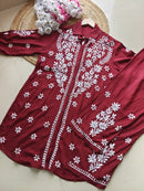 Premium Rayon Shirt Pant Co ord Sets - Chikankari official