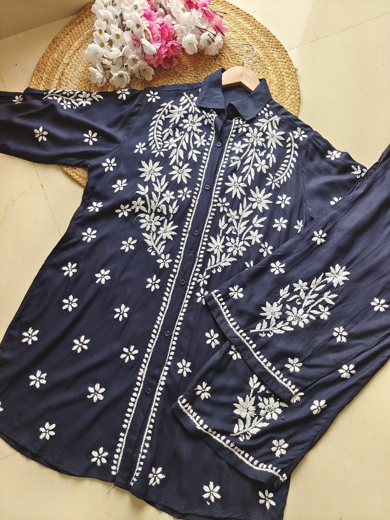 Premium Rayon Shirt Pant Co ord Sets - Chikankari official