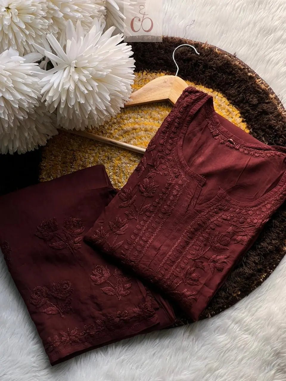 Premium Rehmat Luxe Modal Set - Chikankari official
