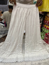 Premium Reyon Kalidaar Lace Plazzo with very finest Handwork - Chikankari official