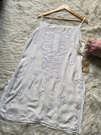 Premium Short Muslin Noodle Strapkurti - Chikankari official