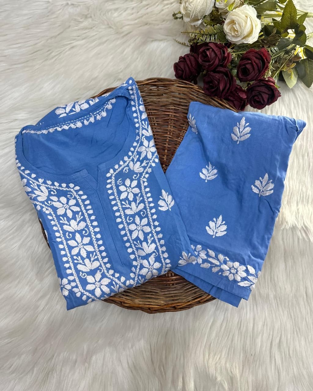 Premium soft and breezy rayon plazo set - Chikankari official