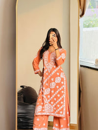 Premium soft and breezy rayon plazo set - Chikankari official