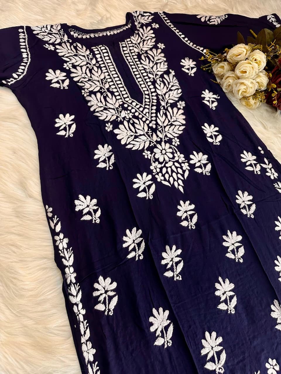 Premium Soft Modal Daman Kurta - Chikankari official