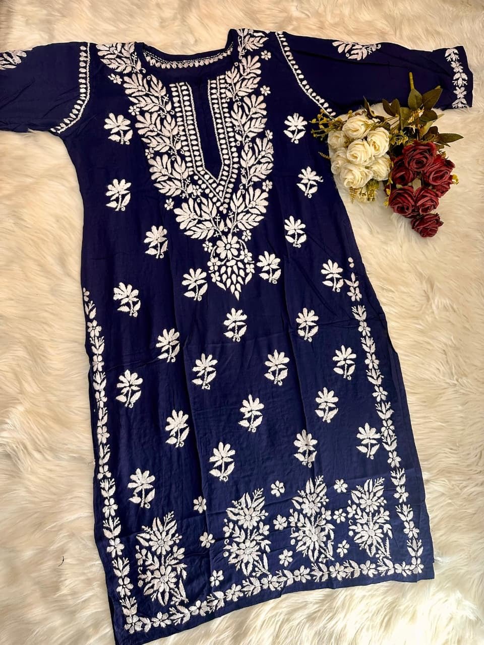 Premium Soft Modal Daman Kurta - Chikankari official