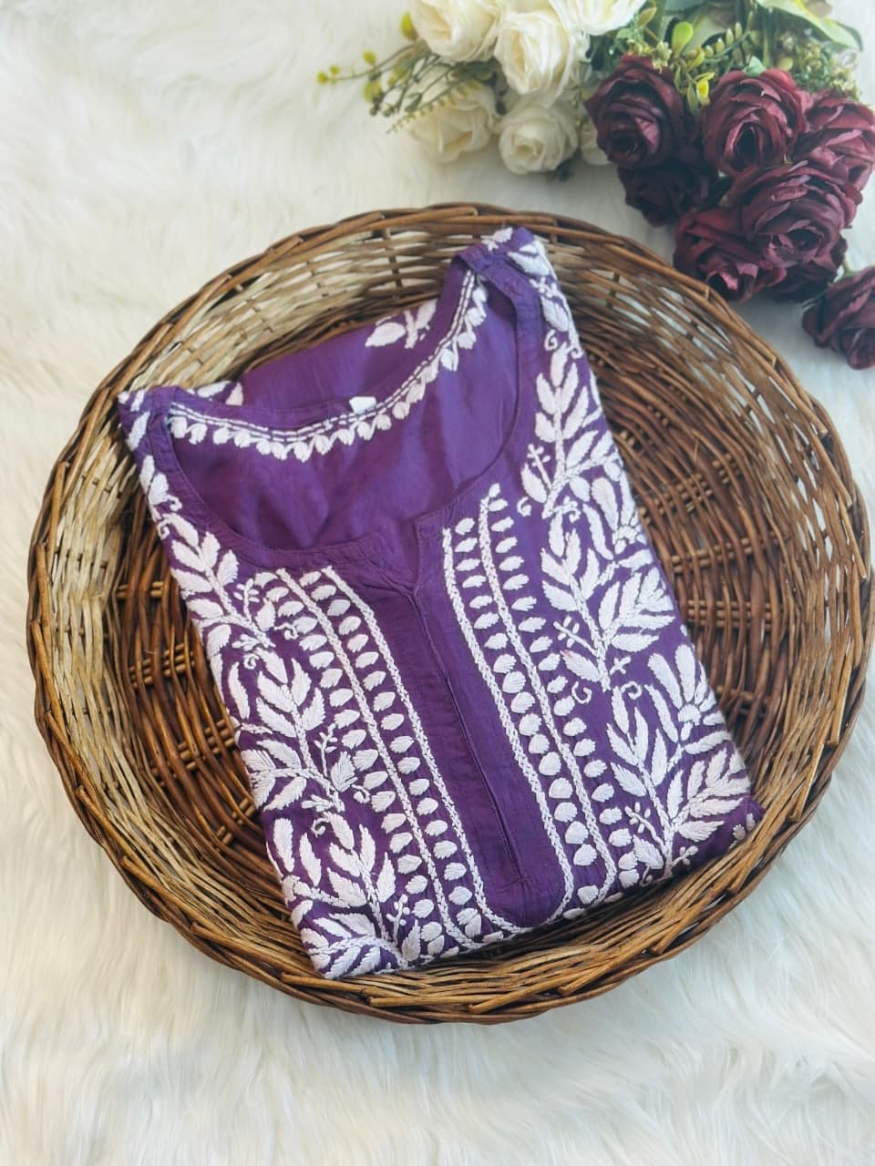 Premium Soft Modal Daman Kurta - Chikankari official