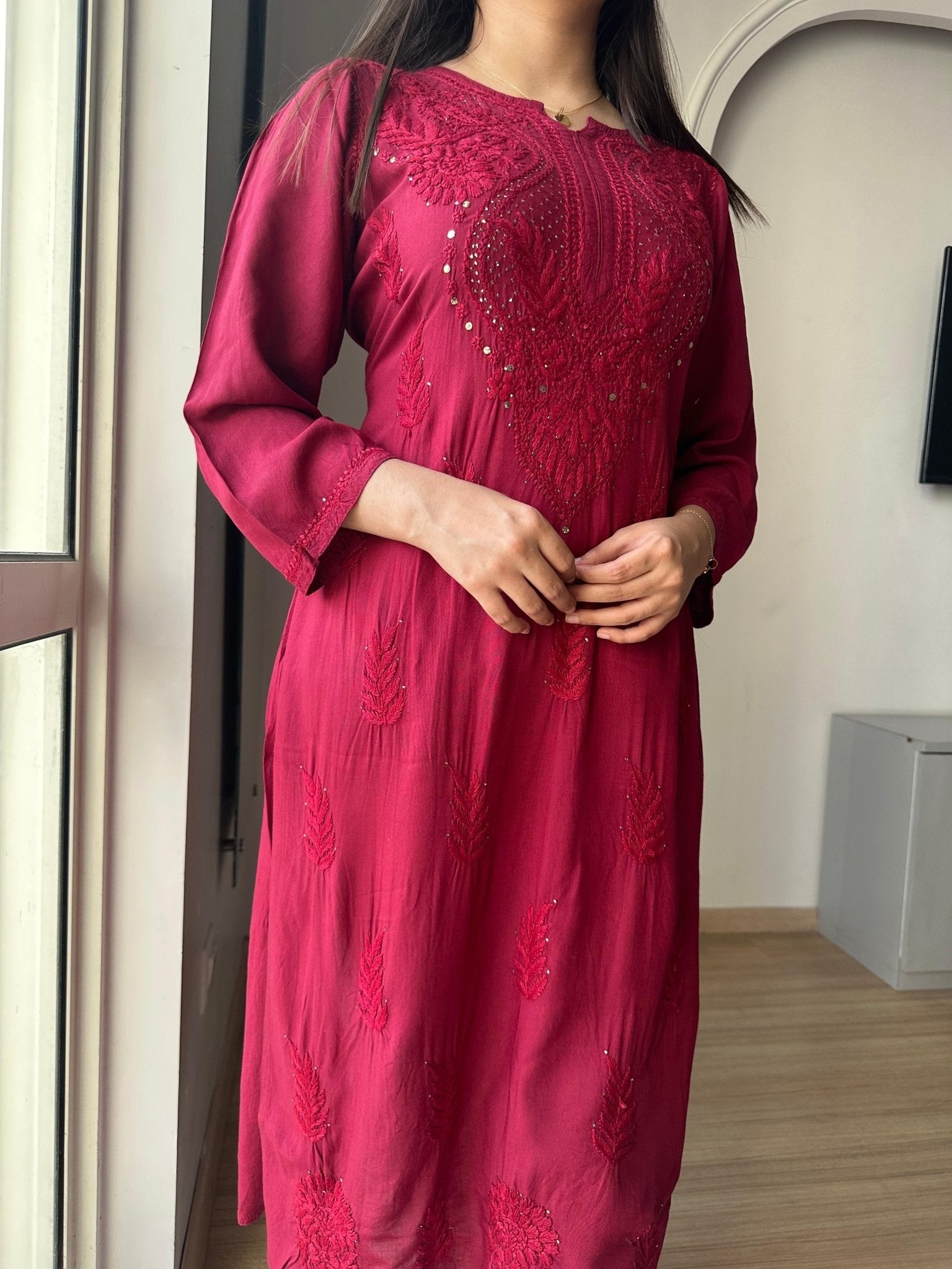 Premium Soft Rayon Muqaish kurti Santoshi Special - Chikankari official
