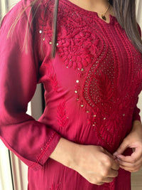Premium Soft Rayon Muqaish kurti Santoshi Special - Chikankari official