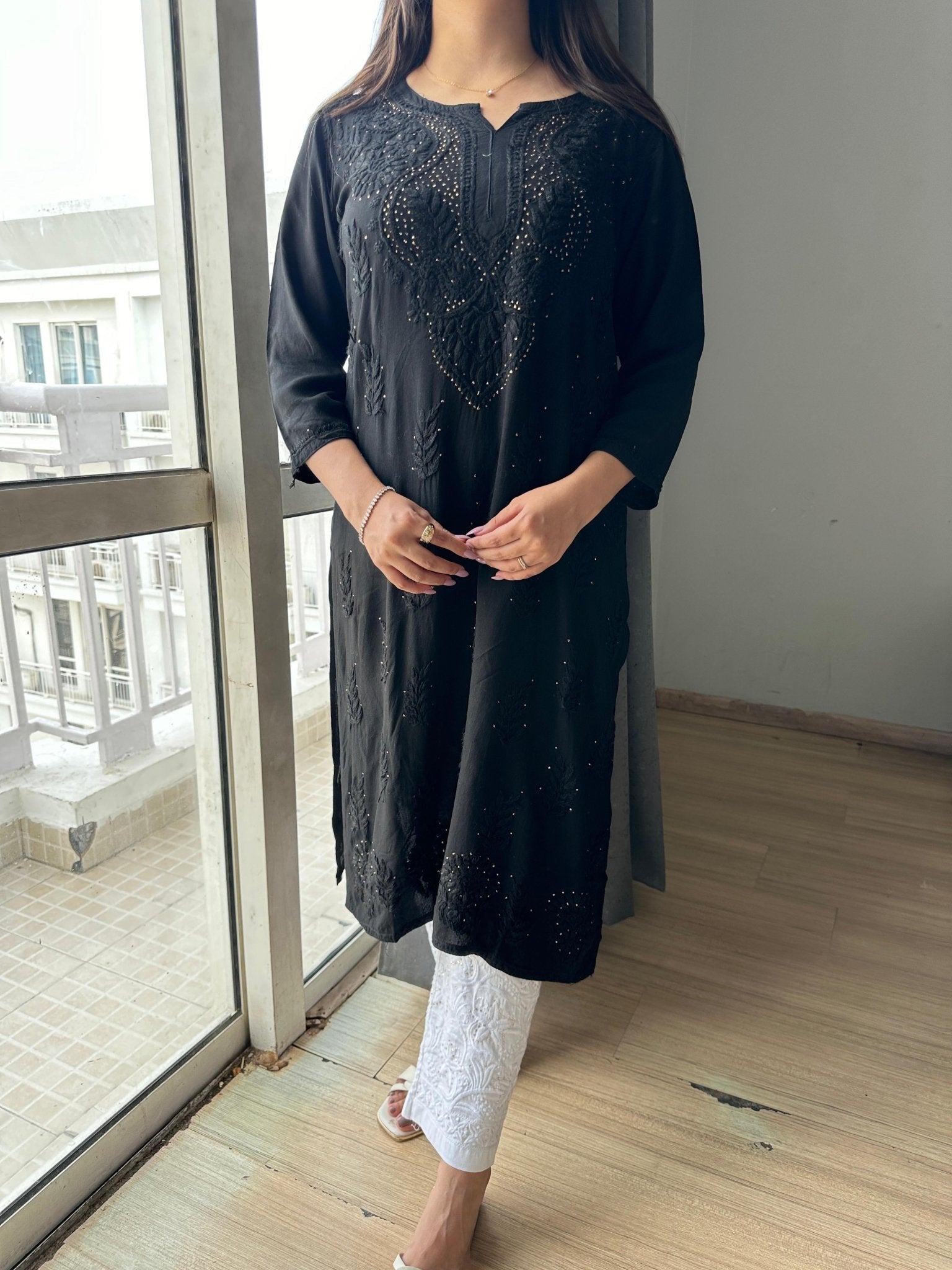Premium Soft Rayon Muqaish kurti Santoshi Special - Chikankari official