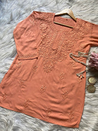 PREMIUM SPECIAL LIGHT WEIGHT OMBRE DYED RAYON SHORT TOP - Chikankari official