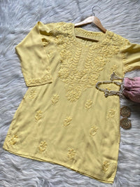 PREMIUM SPECIAL LIGHT WEIGHT OMBRE DYED RAYON SHORT TOP - Chikankari official