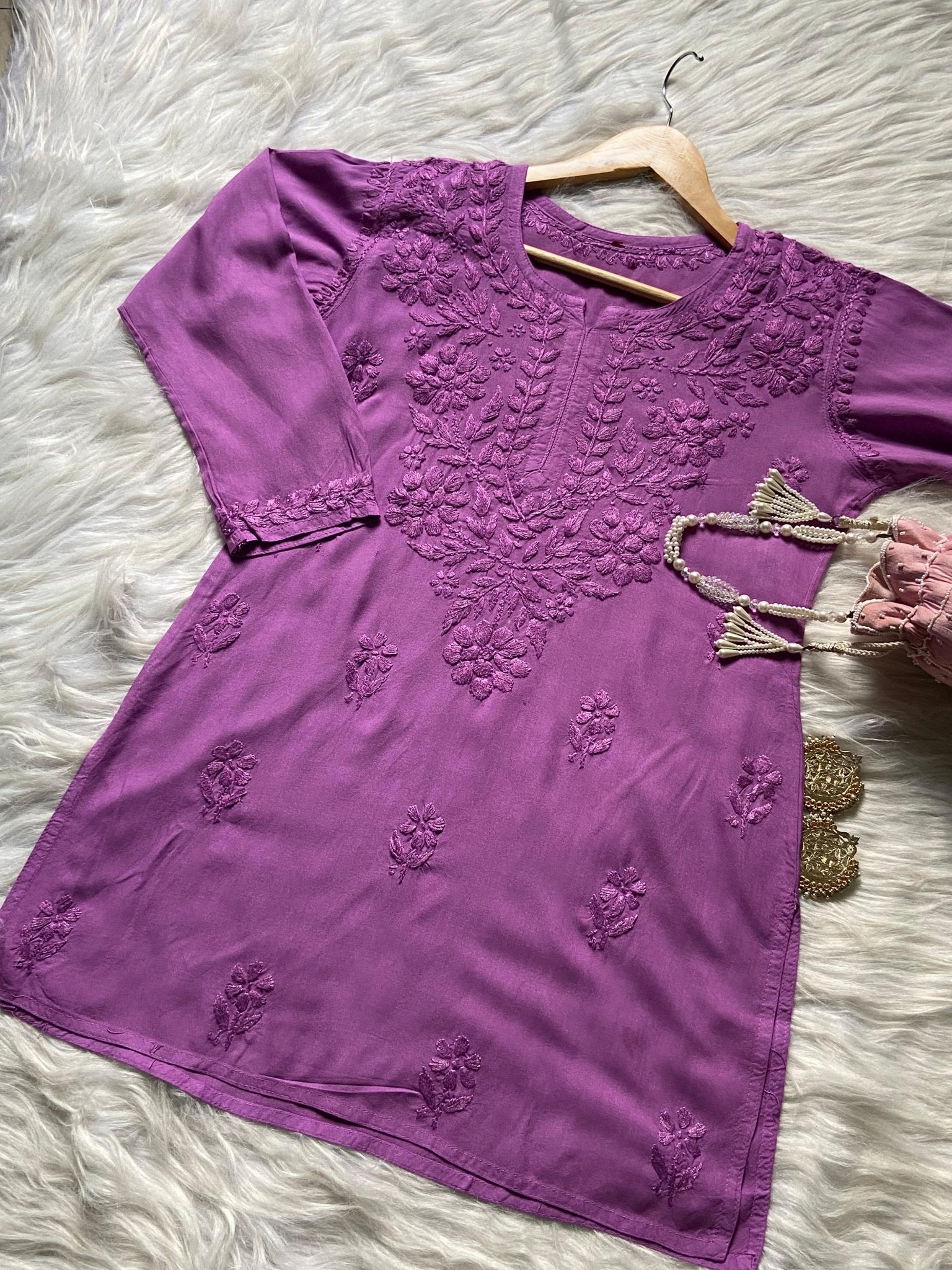 PREMIUM SPECIAL LIGHT WEIGHT OMBRE DYED RAYON SHORT TOP - Chikankari official