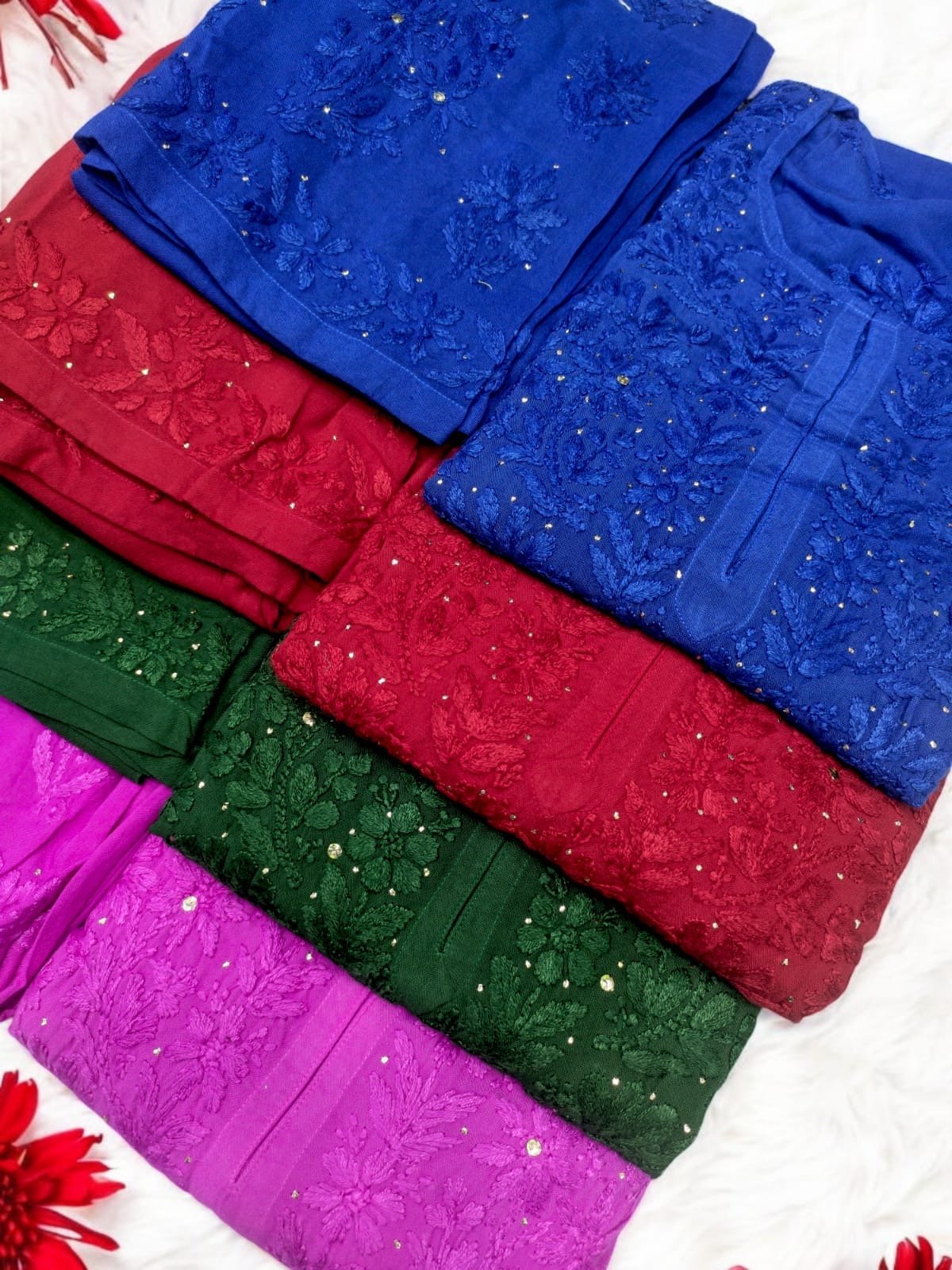 Premium Tone to tone Heavy Rayon combo Roopal Special - Chikankari official