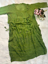 Premium Viscose Angarkha with 3D Embroidery Work - Chikankari official