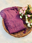 Premium Viscose Angarkha with 3D Embroidery Work - Chikankari official