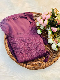 Premium Viscose Angarkha with 3D Embroidery Work - Chikankari official