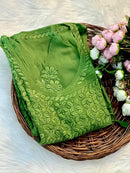 Premium Viscose Angarkha with 3D Embroidery Work - Chikankari official