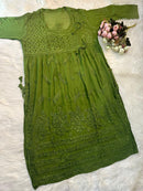 Premium Viscose Angarkha with 3D Embroidery Work - Chikankari official