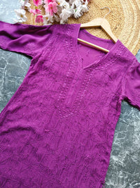 Premium viscose kurti With resham jaal allover work - Chikankari official