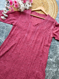 Premium viscose kurti With resham jaal allover work - Chikankari official