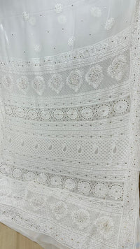 Premium Viscose Saree with Muqaish work - Chikankari official