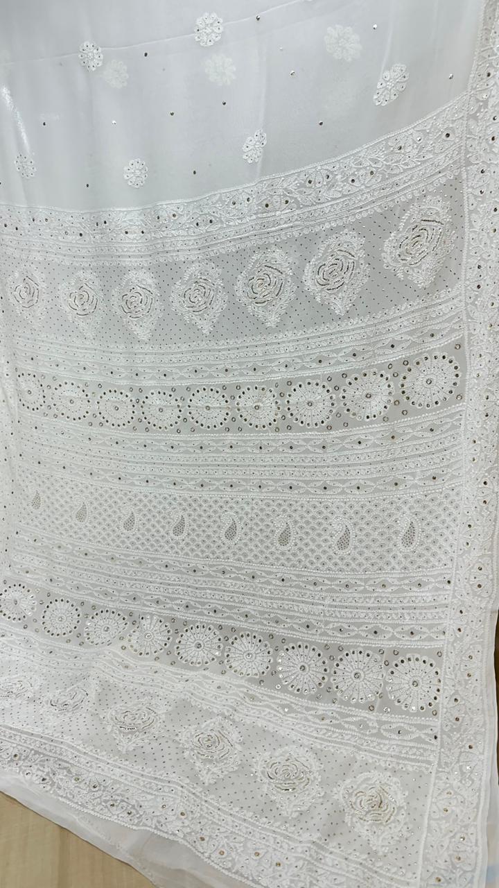 Premium Viscose Saree with Muqaish work - Chikankari official
