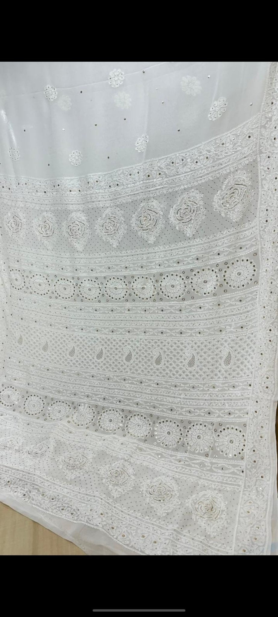 Premium Viscose Saree with Muqaish work - Chikankari official