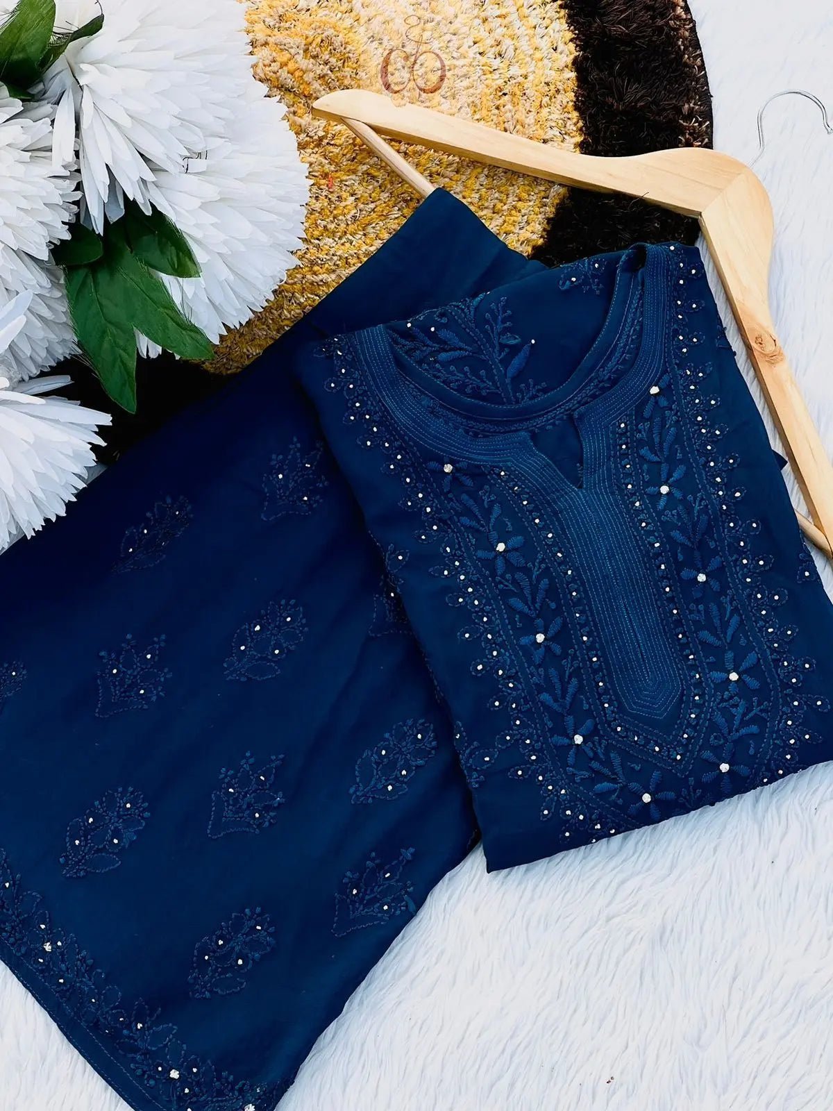 Premium Viscose With Plazzo - Chikankari official