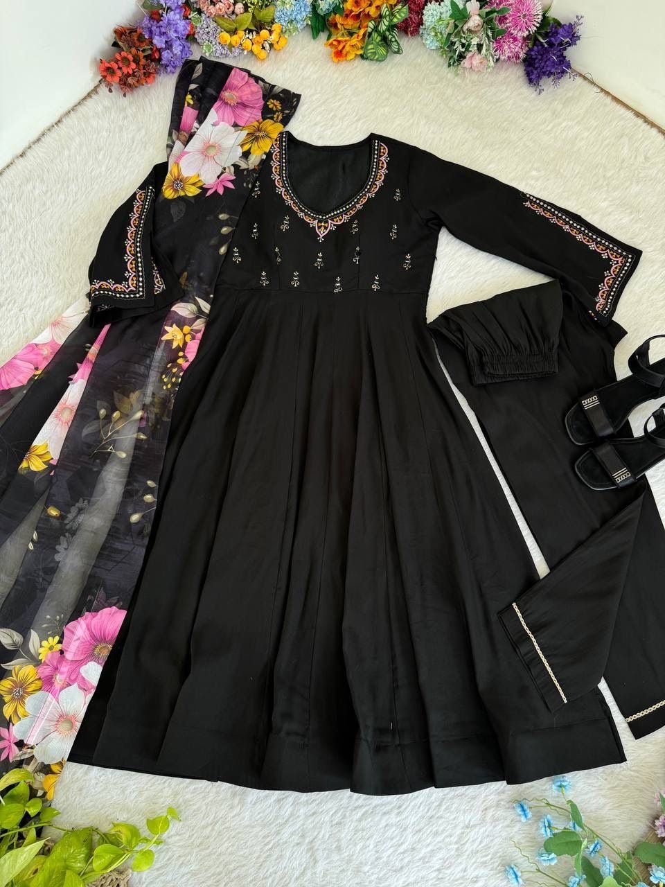 Presenting By New Party Wear Look Roman Silk Gown WithPant , Dupatta - Chikankari official