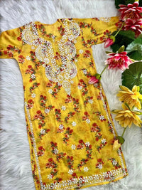 Presenting our Most demanding Exclusive Mul Mul long printed cord sets - Chikankari official