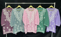 Pretty embroidered Short Top in Modal - Chikankari official
