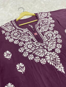 Pretty embroidered Short Top in Modal - Chikankari official